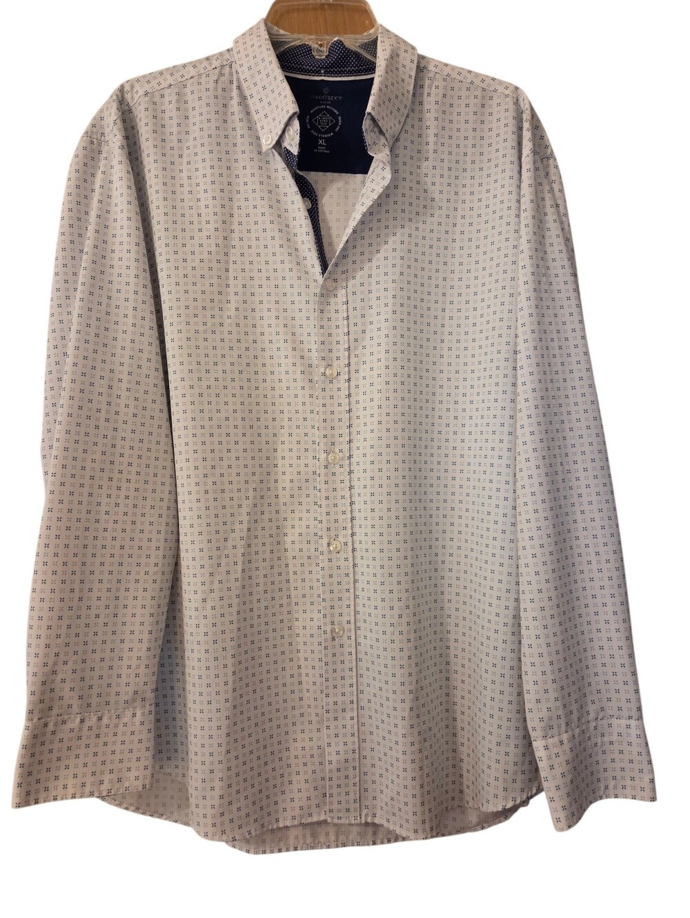Con.struct Performance SlimFit BlueWhite ButtonDown Shirt RollBack Cuffs Size XL
